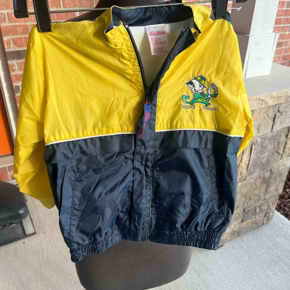 Vintage Kid Athlete Notre Dame University wind jacket kids toddler 4 4t